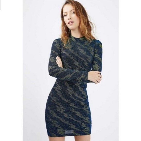 Topshop Lightning‎ Glitter Mini Dress Size 8 - Picture 1 of 14